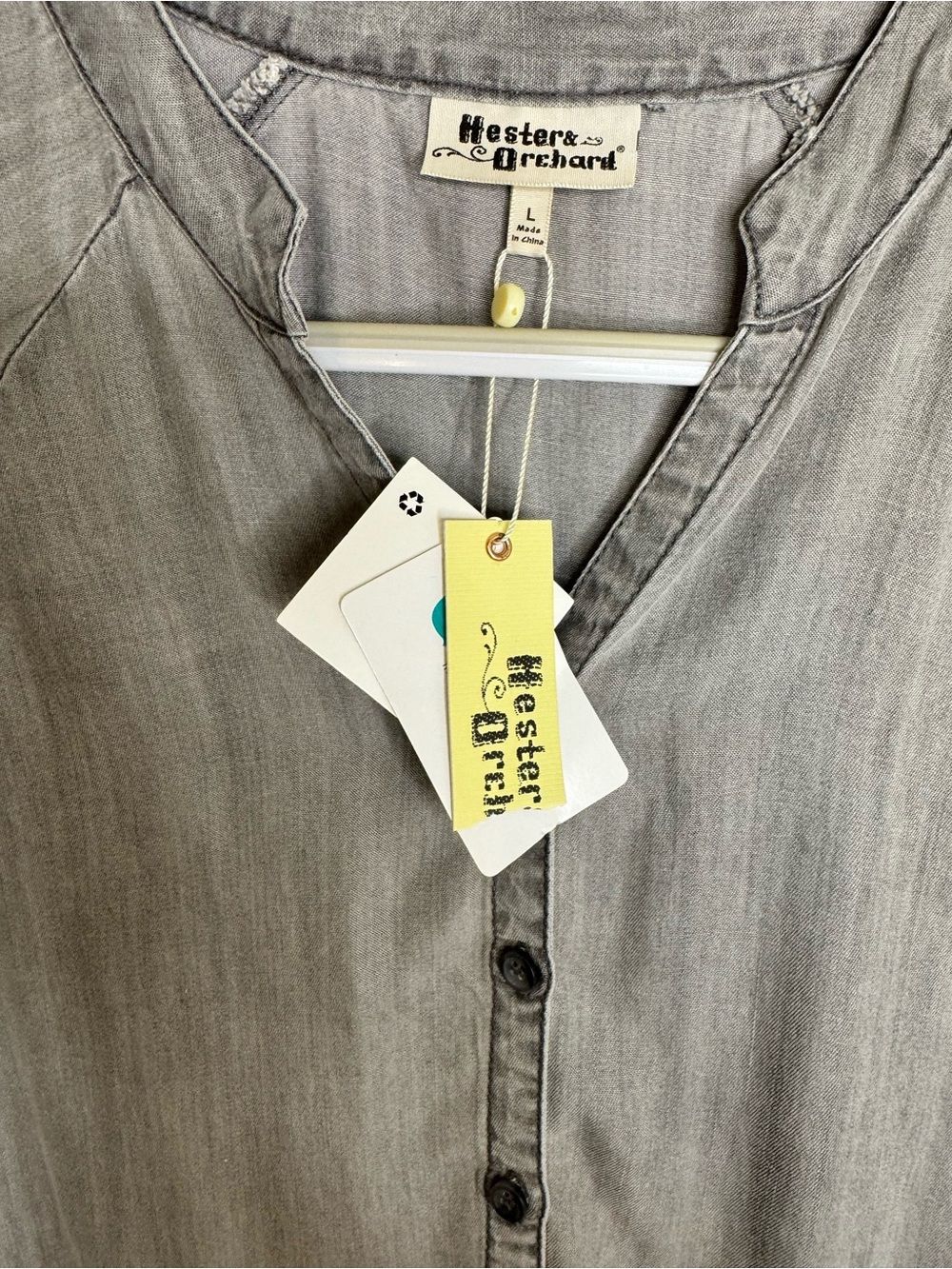 Hester &Orchard Gray Tencel Button Down - Picture 3 of 5